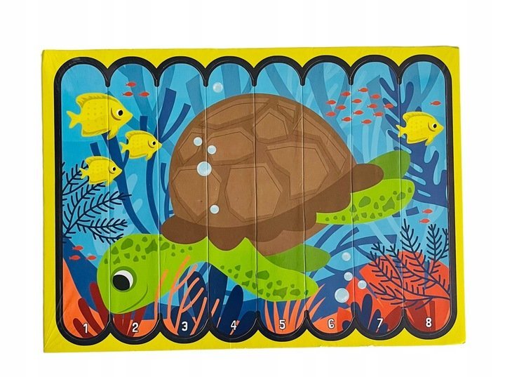 Puzzle Patyczki 8 elementów Dwustronne żółw PA1152
