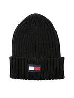 Czapki damskie - Tommy Hilfiger Mtze Ribbed Cuff czapka beanie-Mtze, Naszywka z czarną flagą, jeden rozmiar - miniaturka - grafika 1
