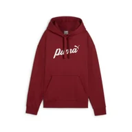Bluzy sportowe damskie - Damska bluza z kapturem ESS+ Script PUMA Intense Red White Rubber - miniaturka - grafika 1