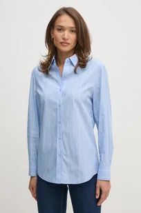 Calvin Klein koszula bawełniana damska kolor niebieski regular z kołnierzykiem klasycznym K20K207670 - Koszule damskie - miniaturka - grafika 1