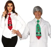 Dodatki do strojów karnawałowych - Krawat świąteczny na Boże narodzenie z pasem świętego Mikołaja czerwony / zielony - miniaturka - grafika 1