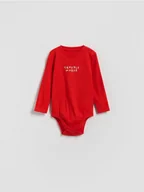 Skarpetki dla dzieci - Reserved - Bawełniane body z haftem - czerwony - miniaturka - grafika 1