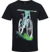 Moda i Uroda OUTLET - Męski t-shirt z krótkim rękawem, z rowerem, czarny - miniaturka - grafika 1