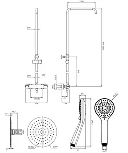 Omnires Y zestaw prysznicowy natynkowy termostatyczny chrom Y1244XOCR - Zestawy prysznicowe - miniaturka - grafika 1