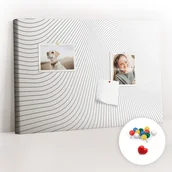 Tablice i flipcharty - Szkolna Tablica korkowa 60x40 cm, Kolorowe Pinezki, wzór Linie abstrakcja - miniaturka - grafika 1