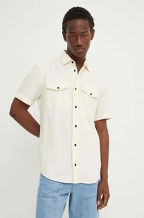 G-Star Raw koszula bawełniana męska kolor beżowy slim z kołnierzykiem klasycznym D19751-D454 - Koszule męskie - miniaturka - grafika 1