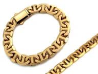 Bransolety męskie - Złota męska bransoleta 585 bardzo gruba splot marina gucci 23 cm - miniaturka - grafika 1