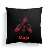 Poduszki dekoracyjne - Foto Poduszka Czarna Deadpool Marvel + IMIĘ - miniaturka - grafika 1