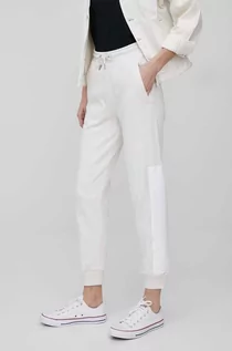Spodnie damskie - Calvin Klein Jeans Jeans spodnie bawełniane damskie kolor szary z aplikacją - grafika 1