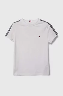 Koszulki dla chłopców - Tommy Hilfiger t-shirt dziecięcy kolor biały z aplikacją - grafika 1