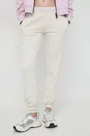 Spodnie damskie - PLEIN SPORT spodnie dresowe bawełniane kolor beżowy gładkie - Plein Sport - miniaturka - grafika 1