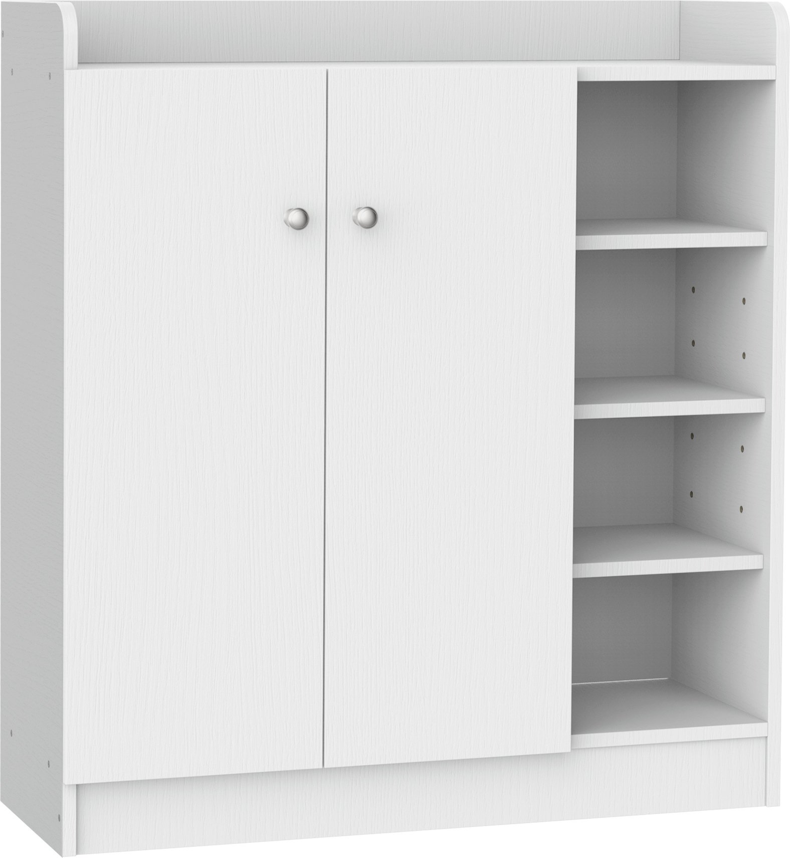HOMCOM Szafka na buty Półka na buty Szafka uniwersalna Komoda z szufladami Szafka do przedpokoju Szafka wysoka Półka 2-drzwiowa 4 przegrody Biały 83 x 30 x 90 cm