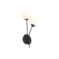 Lampy ścienne - QAZQA Nowoczesna lampa ścienna czarna z opalowym szkłem 2-light - Ateny - miniaturka - grafika 1