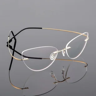 Złote okulary bezramkowe dla kobiet z antyrefleksem SCH-501 - Okulary korekcyjne, oprawki, szkła - miniaturka - grafika 1