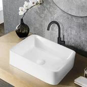 Umywalki - Umywalka łazienkowa NETTLIFE, kwadratowa ceramiczna umywalka nablatowa z efektem lotosu - miniaturka - grafika 1