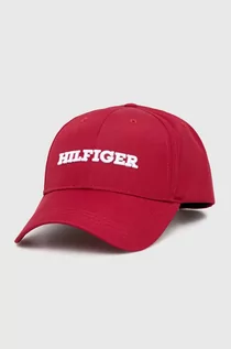 Czapki męskie - Tommy Hilfiger czapka z daszkiem kolor czerwony z aplikacją - grafika 1