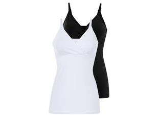 esmara® Topy damskie do karmienia z bawełny organicznej, 2 sztuki (S (36-38), Czarny/ biały) - Bluzki ciążowe - miniaturka - grafika 1