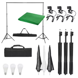vidaXL Fotograficzny zestaw studyjny z lampami i tłem - Lampy studyjne - miniaturka - grafika 1