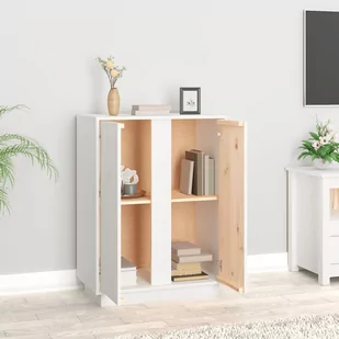 Lumarko Szafka, biała, 60x35x80 cm, lite drewno sosnowe - Szafki do salonu - miniaturka - grafika 4
