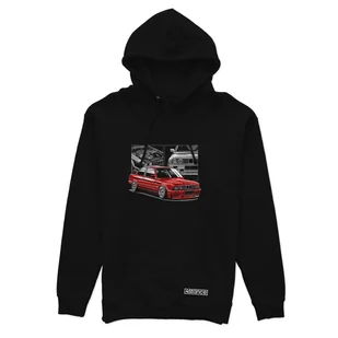 Czarna bluza z kapturem czerwone BMW E30 M3  -XXL - Odzież do sportów motorowych - miniaturka - grafika 1