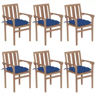 vidaXL Lumarko Sztaplowane krzesła ogrodowe z poduszkami, 6 szt., tekowe! 3073431 - Fotele i krzesła ogrodowe - miniaturka - grafika 1