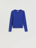 Bluzki damskie - Reserved - Longsleeve z modalem - niebieski - miniaturka - grafika 1