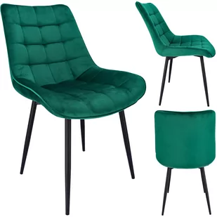 KRZESŁO pikowane WELUR tapicerowane GLAMOUR zielone MISTY - Krzesła - miniaturka - grafika 1
