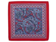 Krawaty i muchy męskie - Czerwona poszetka w niebieski paisley E332 - miniaturka - grafika 1