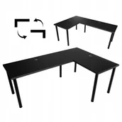Biurka gamingowe - Biurko Gamingowe Narożne Czarne Stół Obustronne - miniaturka - grafika 1