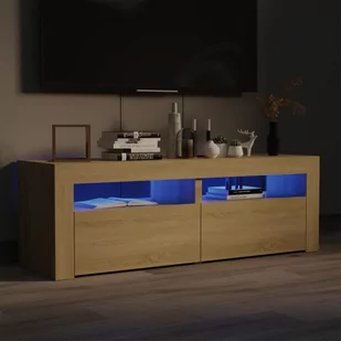 Szafka pod TV z oświetleniem LED, dąb sonoma, 120x35x40 cm - Szafki RTV - miniaturka - grafika 1