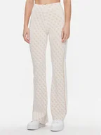 Spodnie damskie - Guess Spodnie dzianinowe Lisa W3YB38 Z37K0 Beżowy Regular Fit - miniaturka - grafika 1