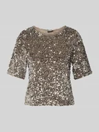 Koszulki i topy damskie - T-shirt o kroju regular fit z cekinowym obszyciem model ‘KAM’ - miniaturka - grafika 1