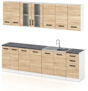 Meble Kuchenne Drewniane Kuchnia Jowita 2.6m Modułowa Nowoczesna Dąb Sonoma - Meble kuchenne - miniaturka - grafika 1