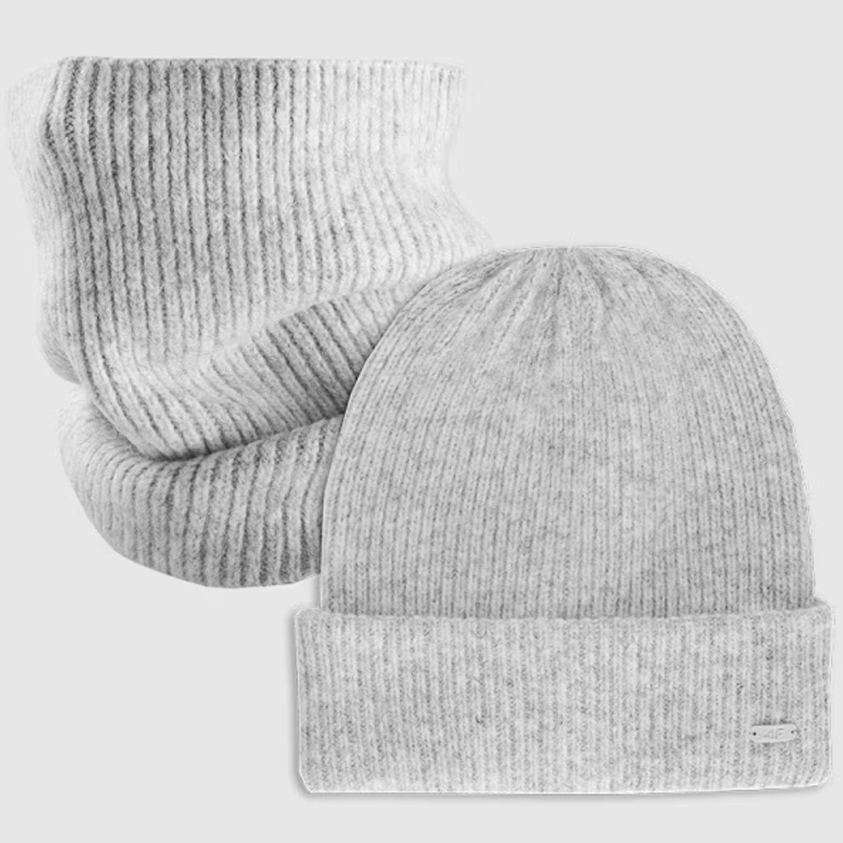 Komplet Czapka i Komin 4F Zimowy Uniseks Miękki Szary 4FWAW25ACAPF571 S Szary