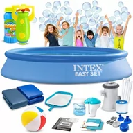 Baseny ogrodowe - Basen ogrodowy rozporowy 305 x 61 cm 16w1 INTEX 28118 + maszynka do baniek - miniaturka - grafika 1