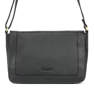 Skórzana torebka listonoszka z klapką - czarna - Torebki damskie - miniaturka - grafika 1