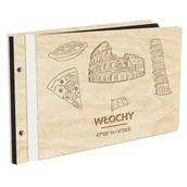 Albumy fotograficzne - Album Na Zdjęcia Państwa I Miasta Świata Włochy Italy W Drewnianej Oprawie Z Czarnymi Kartami Z Grawerem - miniaturka - grafika 1