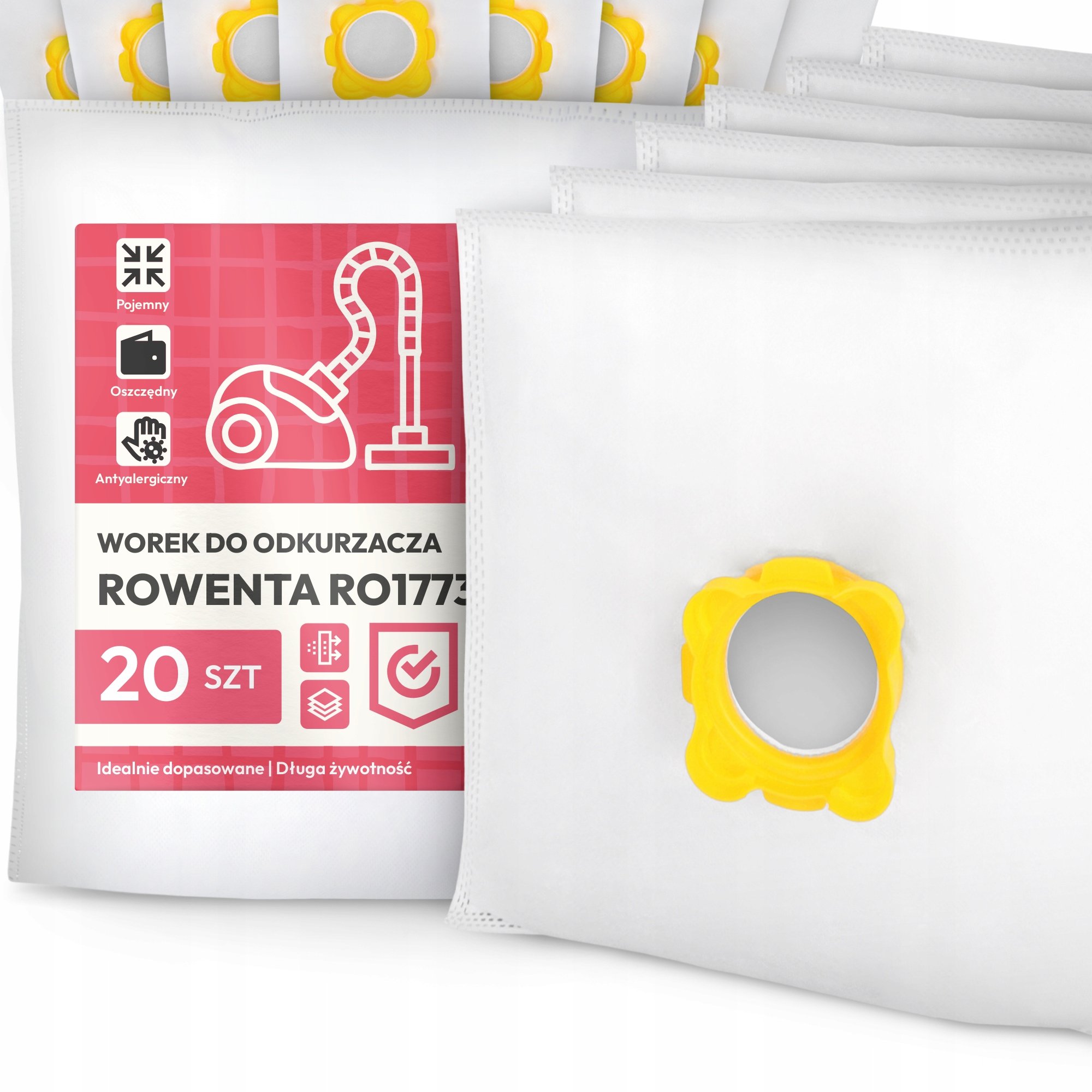 20x Worek do Odkurzacza Rowenta RO1773 Syntetyczny Mikrowłókna Duży Work G9