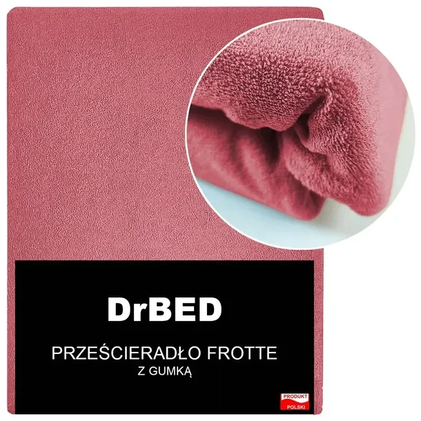 Prześcieradło z Gumką Frotte 180 x 200 ODDYCHAJĄCE Mięsiste Różowe Polskie