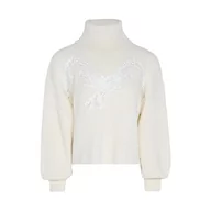 Swetry damskie - faina Damski sweter z dzianiny z golfem i koronką WOLLBIAŁY rozmiar M/L, biały (wollweiss), XL - miniaturka - grafika 1