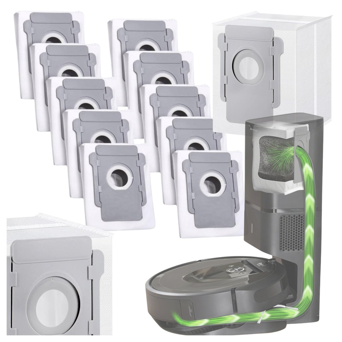 10 x Worek na brud Do Stacji Clean Base Do Irobot Roomba i3, i3+ / i3 Plus, i4, i4+ / i4 Plus, i5 / i5+, i6, i6+ / i6 Plus, i7, i7+ / i7 Plus, i8, ..