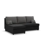 Narożniki - Narożnik z funkcją spania, Flow, 201x138x92 cm, czarny, szary - miniaturka - grafika 1