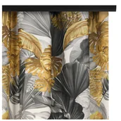 Zasłony - Voppi Zasłona z taśmą marszczącą 140 x 280 cm długa dekoracyjna zasłona półzaciemniająca w egzotyczne szare i złote liście monstera - miniaturka - grafika 1