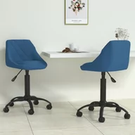 Krzesła - shumee shumee Obrotowe krzesła stołowe 2 szt. niebieskie aksamitne - miniaturka - grafika 1