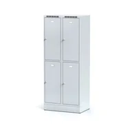 Szafki BHP - Alfa 3 Metalowa szafka ubraniowa 4-drzwiowa na cokole, drzwi szare, zamek cylindryczny 1261754 - miniaturka - grafika 1