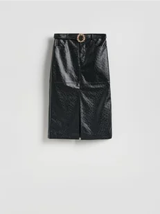 Reserved - Spódnica z ozdobnym paskiem - czarny - Spódnice - miniaturka - grafika 1