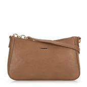 Torebki damskie - Torebka damska typu bagietka z ekoskóry ciemny beż - miniaturka - grafika 1