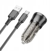 Ładowarki samochodowe - Borofone Ładowarka samochodowa BZ23 - USB - QC 3.0 PD 18W, kabel USB-Typ C - miniaturka - grafika 1