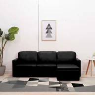 Sofy i kanapy - Vida 3-osobowa rozkładana sofa modułowa czarna sztuczna skóra V-288793 - miniaturka - grafika 1