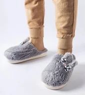 Kapcie damskie - Szare ocieplane damskie kapcie z uszami Buga-38/39 - miniaturka - grafika 1